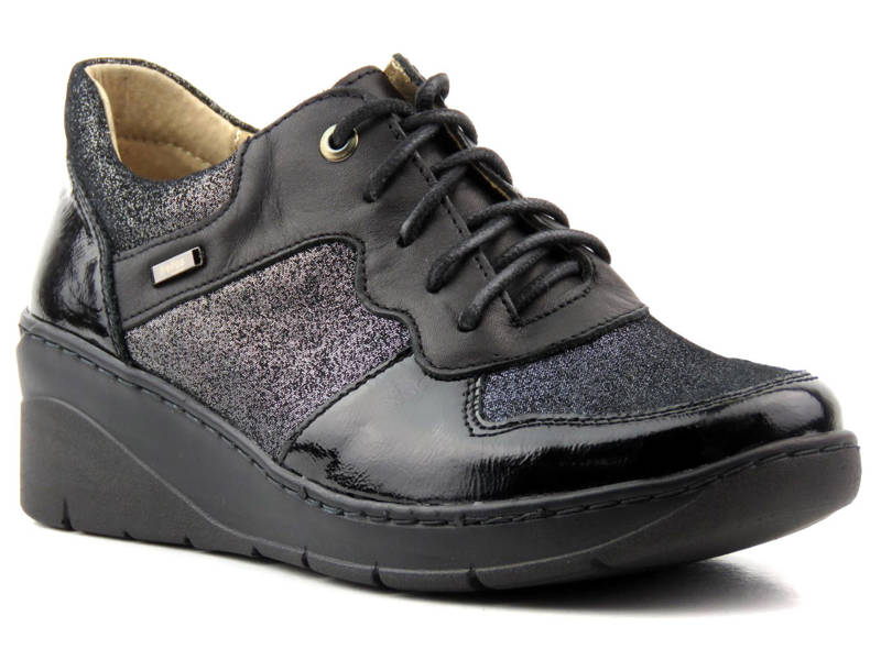 Sneakersy damskie ze skóry naturalnej - Helios Komfort 347, czarne 7