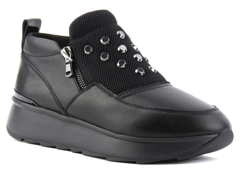 Sneakersy damskie ze srebrnymi ozdobami - Geox D745TA, czarne