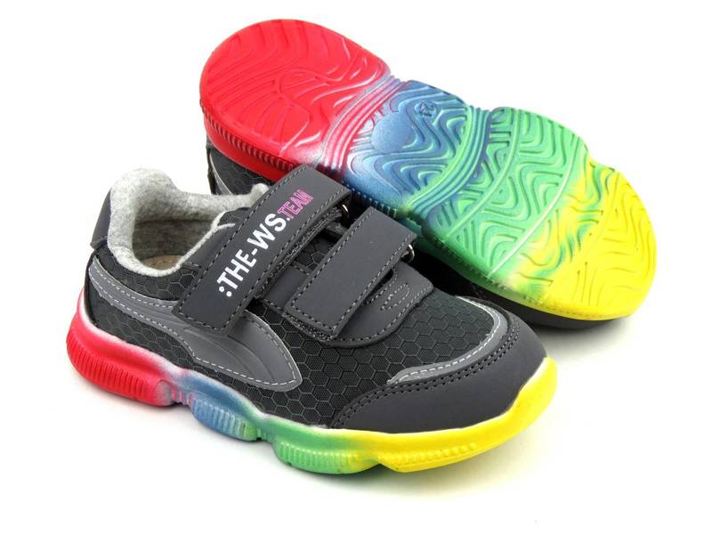 Sneakersy dziecięce z kolorową podeszwą - WEESTEP R366153031, ciemnoszare