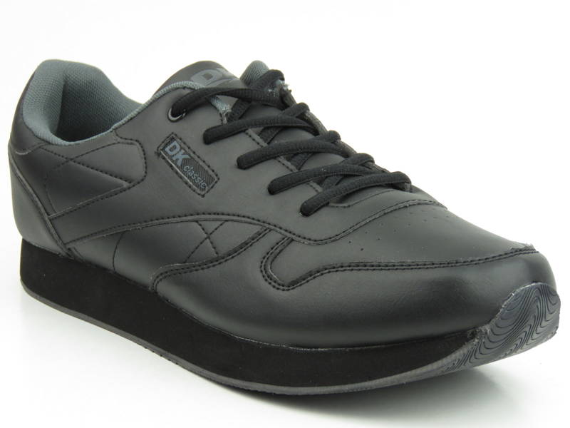 Sneakersy męskie ze skóry ekologicznej - DK Classic 15534-2, czarne (duże rozmiary 47-50)