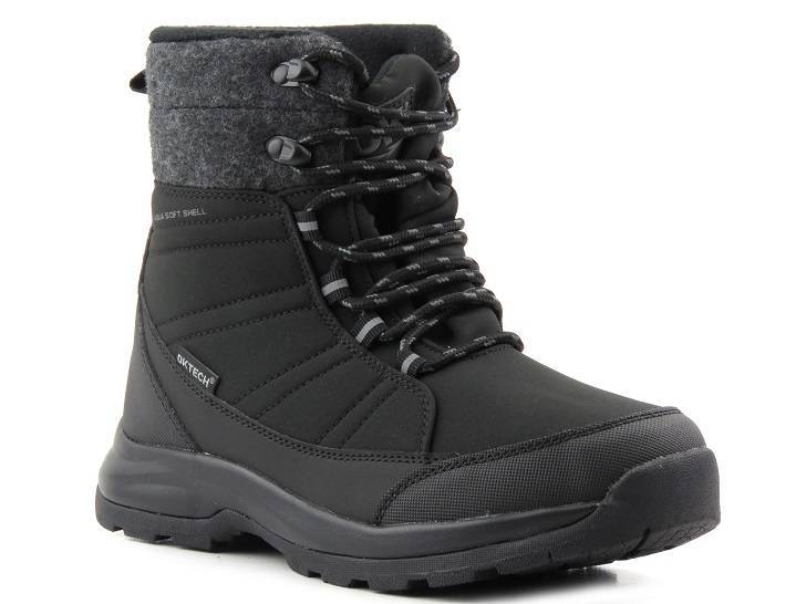 Śniegowce, buty zimowe damskie z materiałem Softshell - DK TECH 2104, czarne