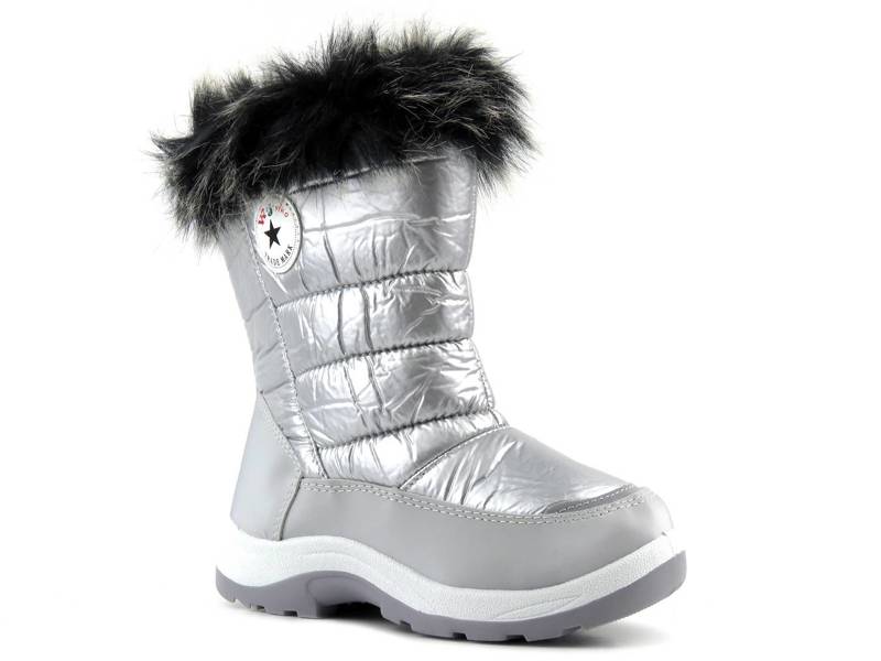 Śniegowce, buty zimowe dziecięce - WOJTYŁKO 21034, srebrne