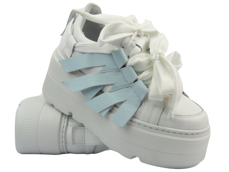 Sportowe buty damskie na platformie - Eksbut 2F-7033-L91/S83, białe