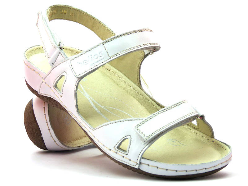 Sportowe sandały damskie na trzy rzepy - HELIOS Komfort 205, białe 