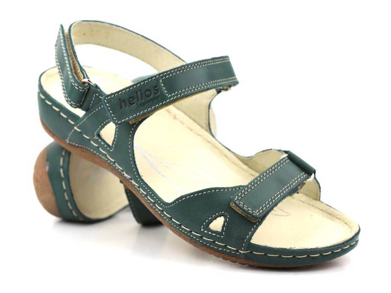 Sportowe sandały damskie na trzy rzepy - HELIOS Komfort 205, zielone
