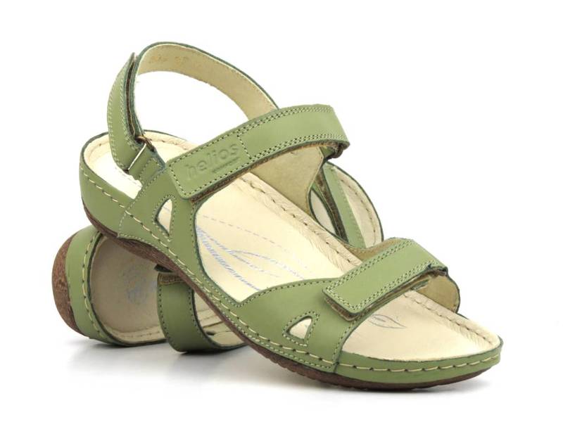 Sportowe sandały damskie na trzy rzepy - HELIOS Komfort 205, zielone 2