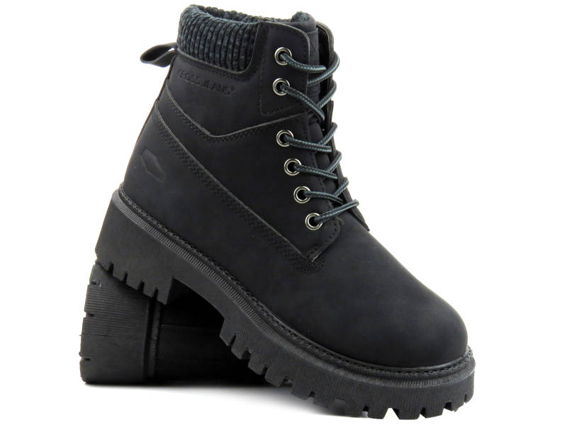 Trapery, ciepłe buty damskie zimowe - Cross Jeans MM2R4012, czarne