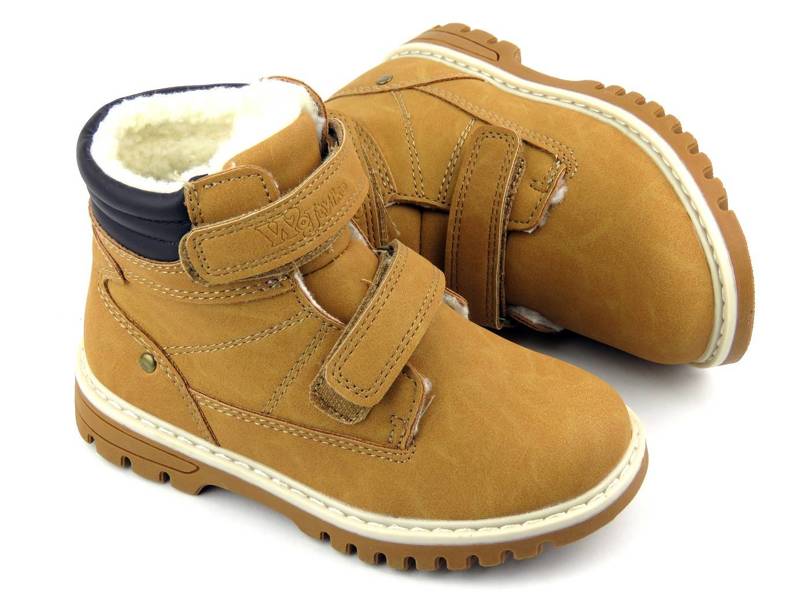 Trzewiki, buty zimowe dziecięce - WOJTYŁKO 21012, brązowe