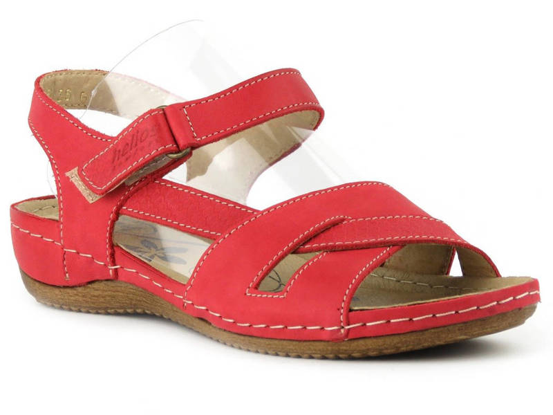 Wygodne sandały damskie polskiej produkcji - Helios Komfort 246, czerwone