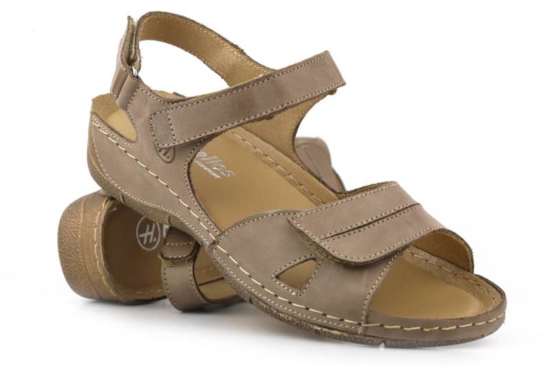 Wygodne sandały damskie skórzane - HELIOS Komfort 106, beżowe