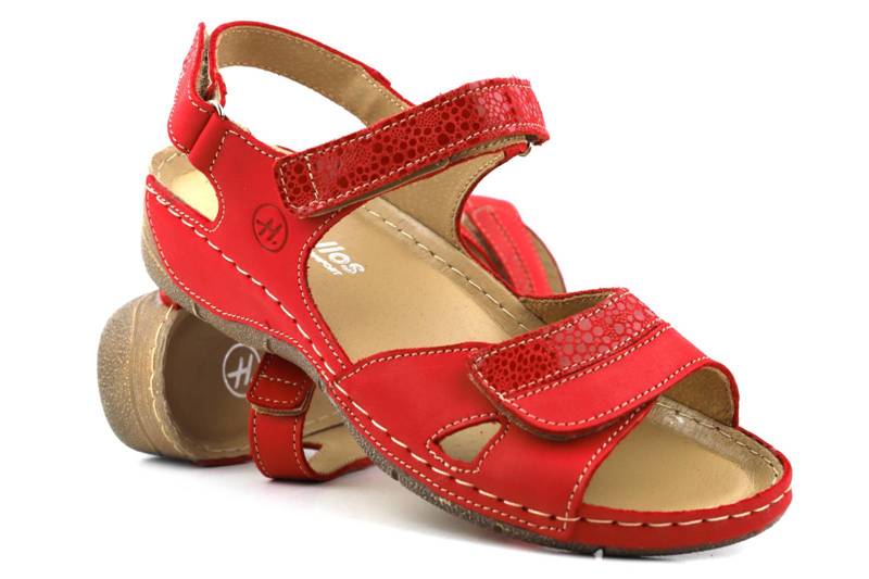 Wygodne sandały damskie skórzane - HELIOS Komfort 106, czerwone