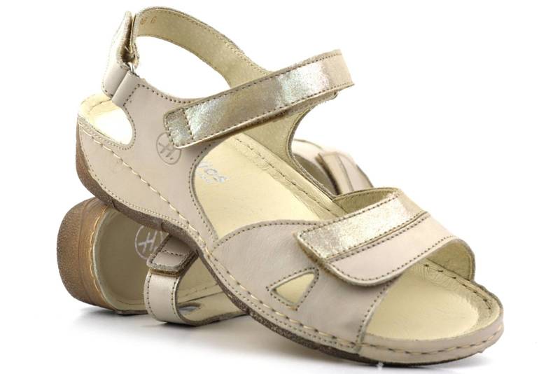 Wygodne sandały damskie skórzane - HELIOS Komfort 106, złote