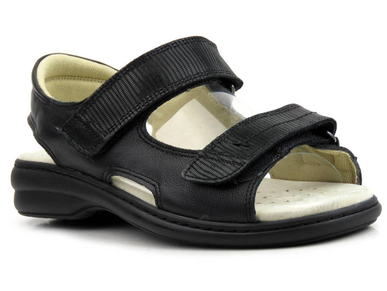 Wygodne sandały damskie w tęgości H - Axel 2154, czarne