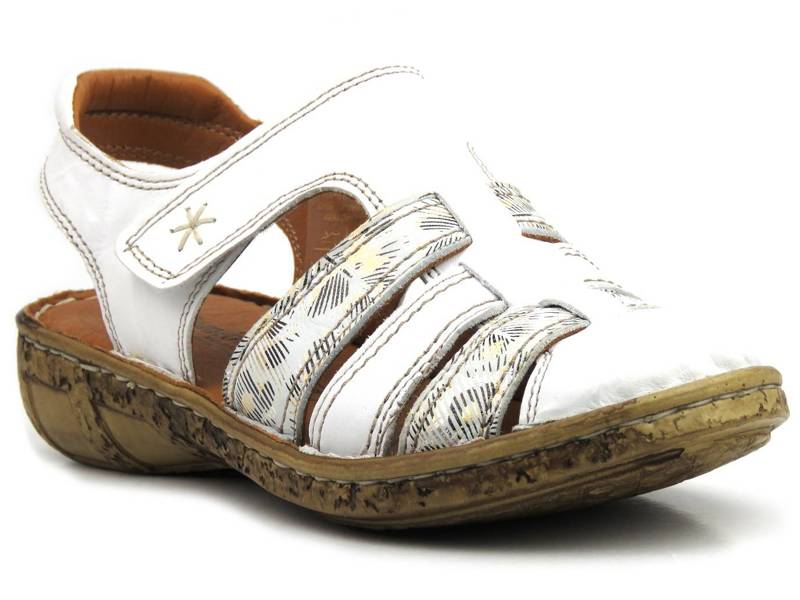 Wygodne sandały damskie z zakrytymi palcami - COMFORTABEL 720009-03, białe