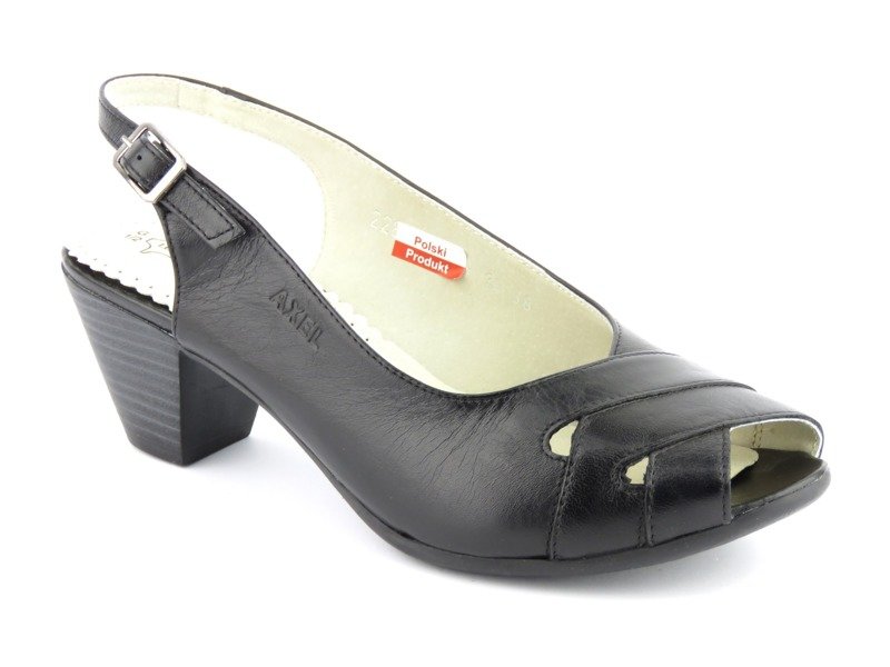 Wygodne sandały damskie ze skóry licowej - AXEL 2286, czarne