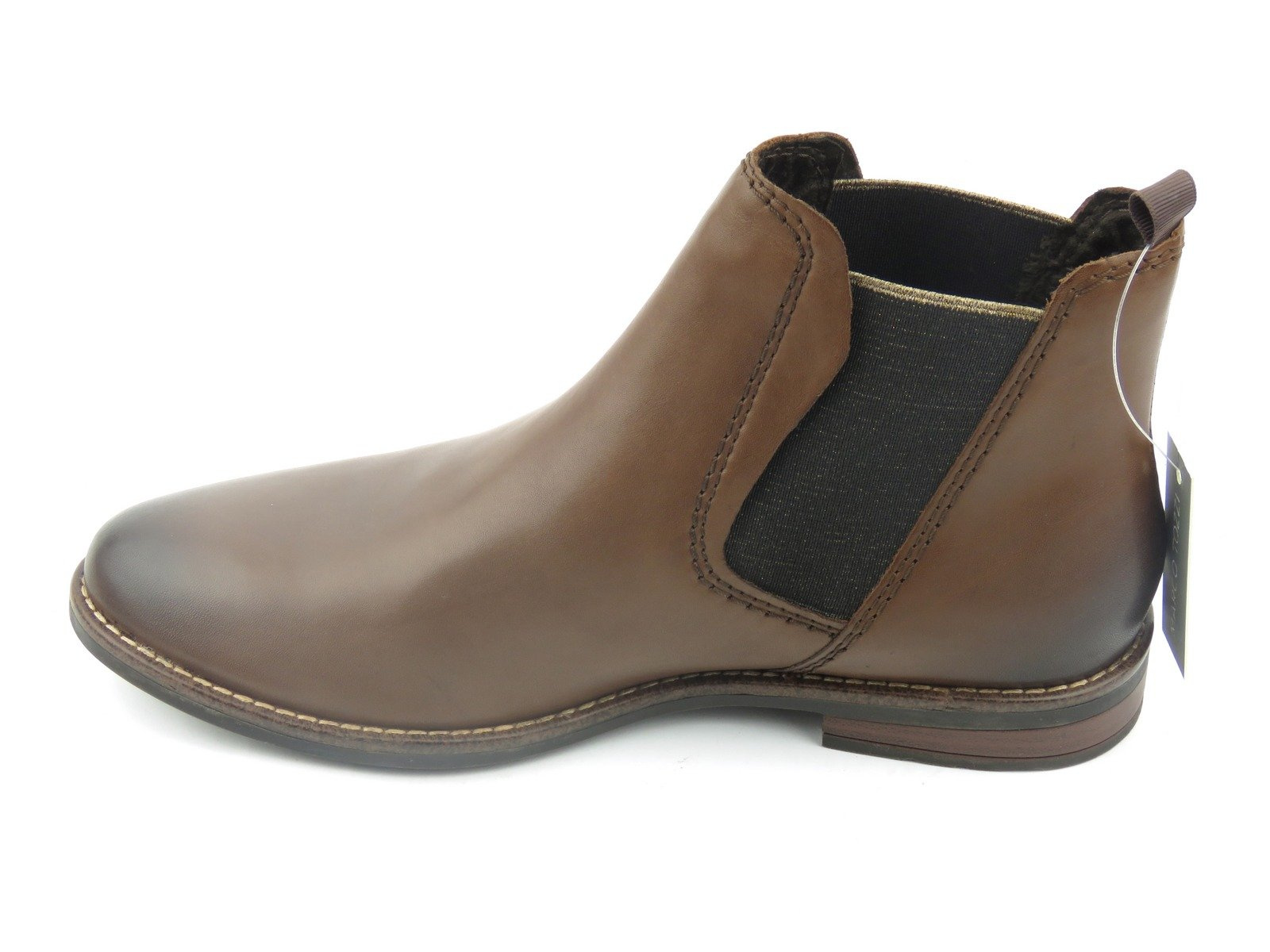 Botas Cómodas Mujer MARCO TOZZI Botines Mujer Cuero Chelsea Botas Plano Stretch 2 Botas Burdeos Mujer