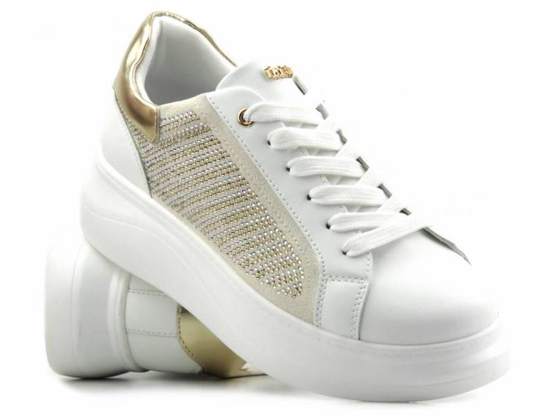 Białe sneakersy damskie na platformie - INBLU IN001297