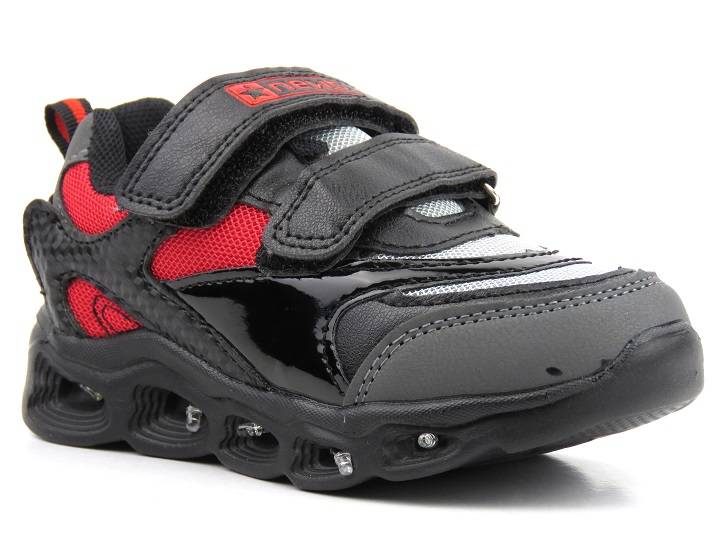 Buty dziecięce sportowe ze świecącą podeszwą - N.E.W.S 22DZ32-4836, czarne