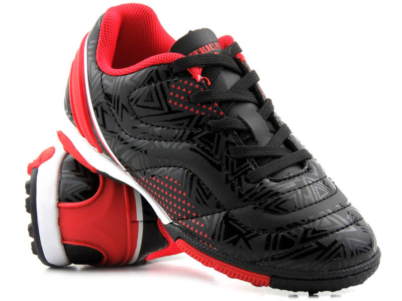 Buty sportowe dziecięce typu turfy - American Club OG 09/20, czarno-czerwone