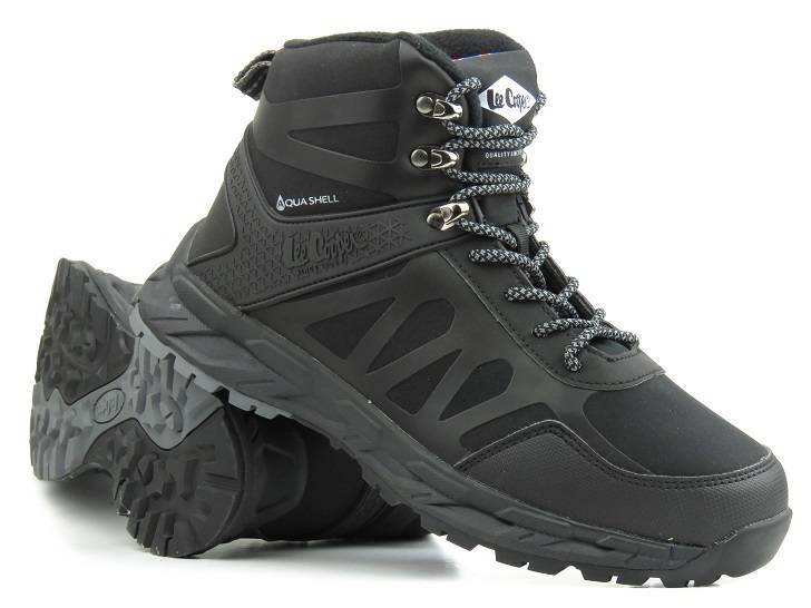 Ciepłe buty męskie trekkingowe z AQUA SHELL - LEE COOPER 22-01-1402M, czarne