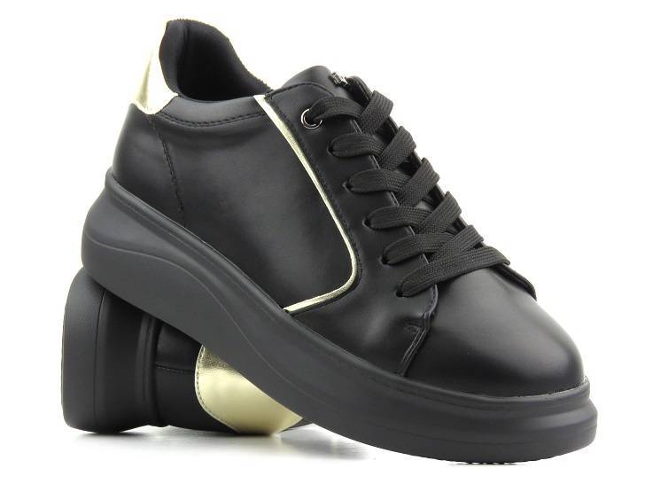 Czarne sneakersy damskie na platformie - INBLU IN001294