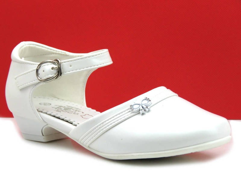Eleganckie buty, czółenka komunijne na obcasie - Badoxx 5KM-236, białe 