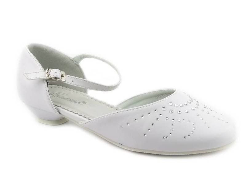 Eleganckie buty, czółenka komunijne na obcasie - FRISKY 562-19, białe