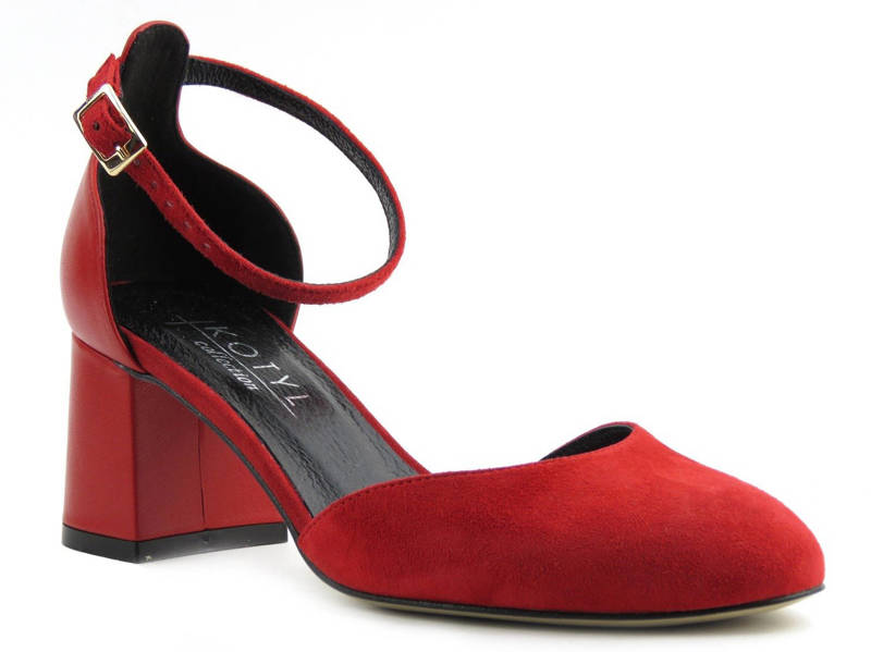 Eleganckie sandały damskie na obcasie - KOTYL 0661, czerwone