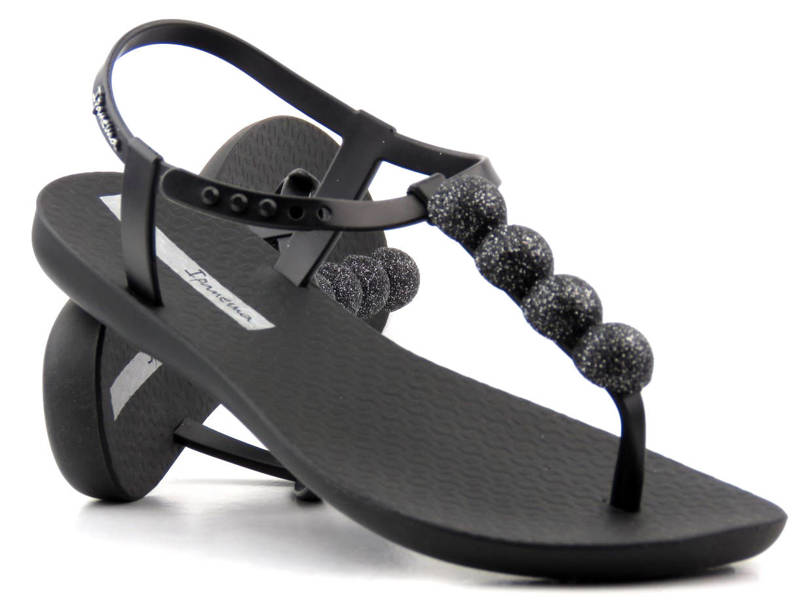 Eleganckie sandały damskie z błyszczącymi kulkami - Ipanema 26751, czarne