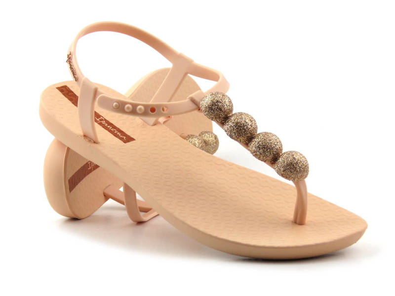 Eleganckie sandały damskie z błyszczącymi kulkami - Ipanema 26751, różowe
