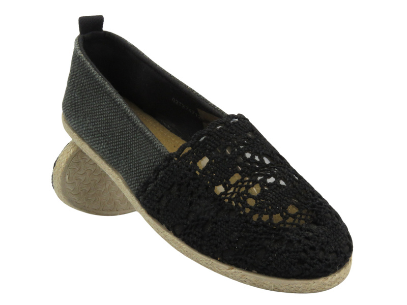 Espadryle damskie - NEWS 02TX7-4712, czarne