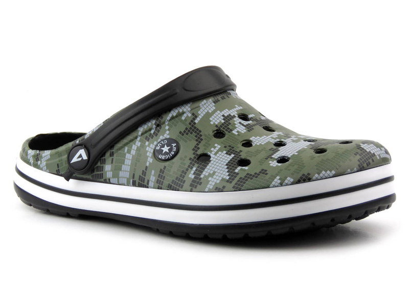 Klapki męskie a la crocsy - AMERICAN CLUB CL 01/22, khaki moro