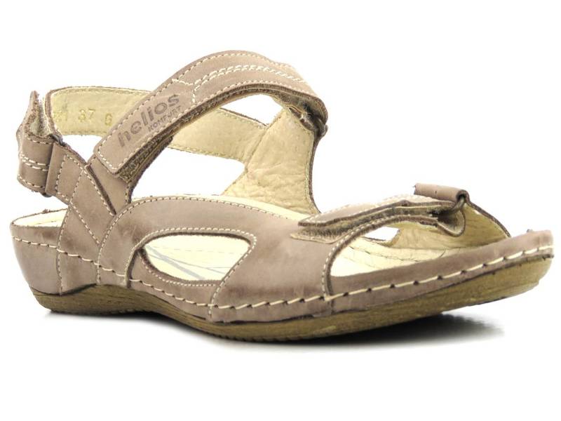Lekkie sandały damskie na płaskiej podeszwie - Helios Komfort 221, beżowe