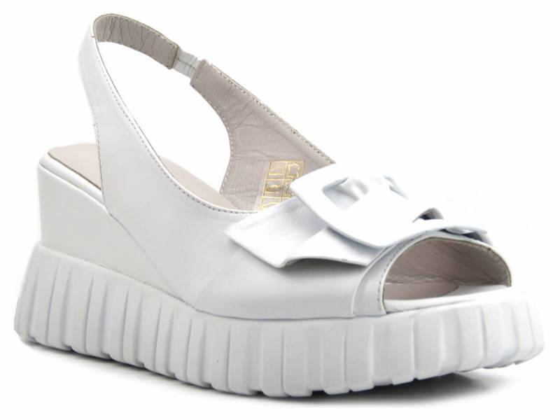 Sandały damskie na koturnie - VENEZIA 00301230, białe