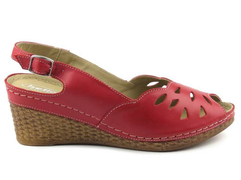 Sandały damskie na lekkim koturnie - HELIOS Komfort 4007, czerwone