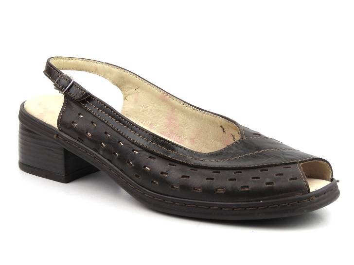 Sandały damskie na obcasie - Helios Komfort 754, brązowe