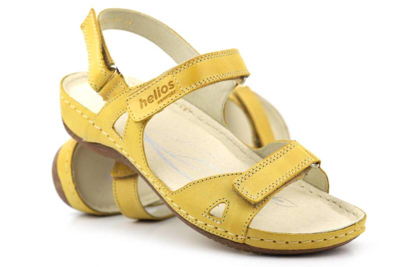 Sandały damskie sportowe na wakacje - HELIOS Komfort 205, żółte 