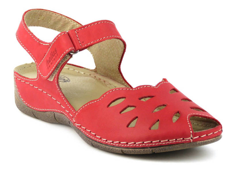 Sandały damskie z ażurową cholewką - HELIOS 4011, czerwone