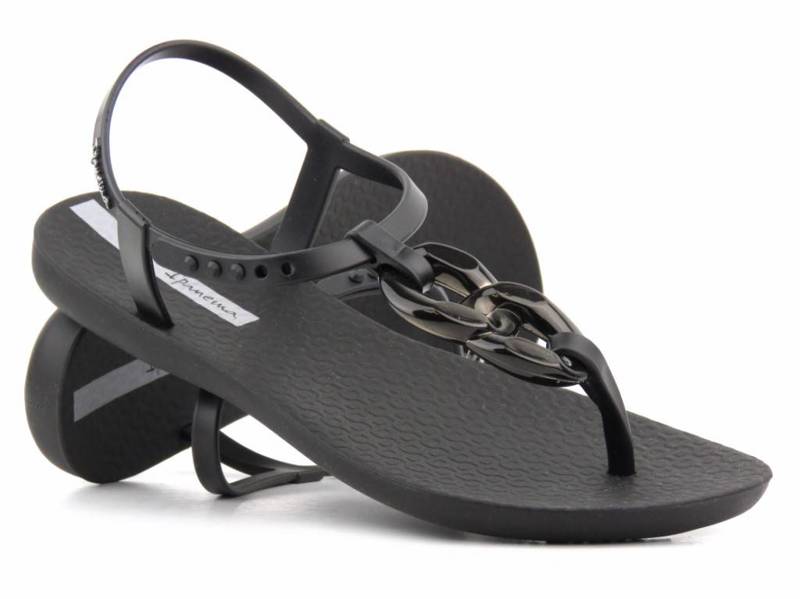 Sandały damskie z elastycznej gumy - Ipanema 83330, czarne