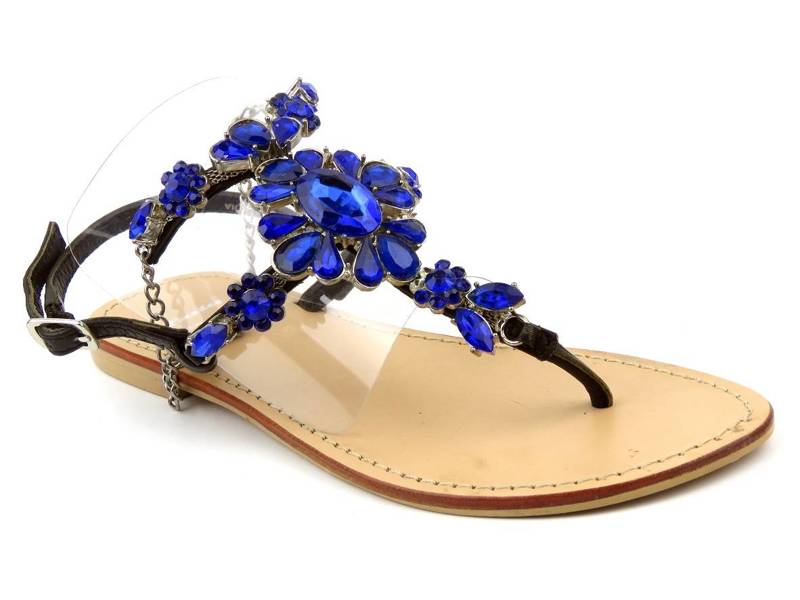 Sandały damskie z niebieskimi kryształkami - Bata 32615, II