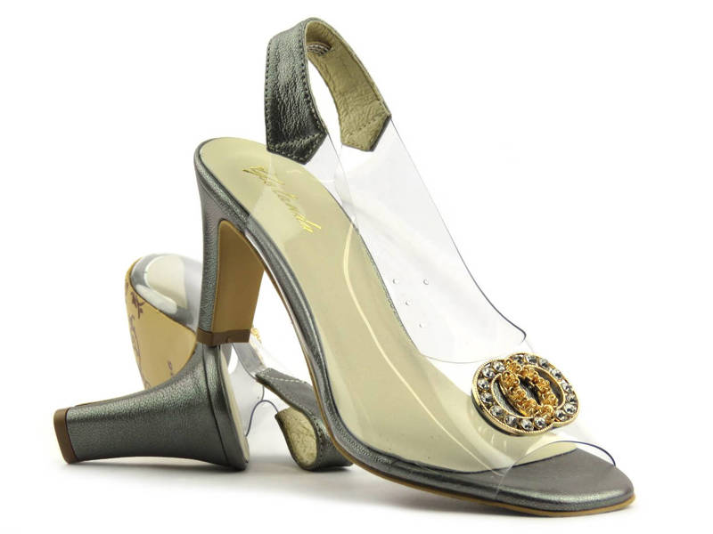 Sandały damskie z silikonową cholewką - YOLANDA 2112, srebrne