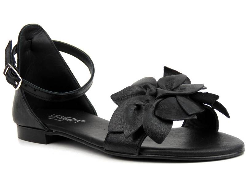Sandały damskie z zakrytą piętą - VENEZIA G10 ROCK, czarne