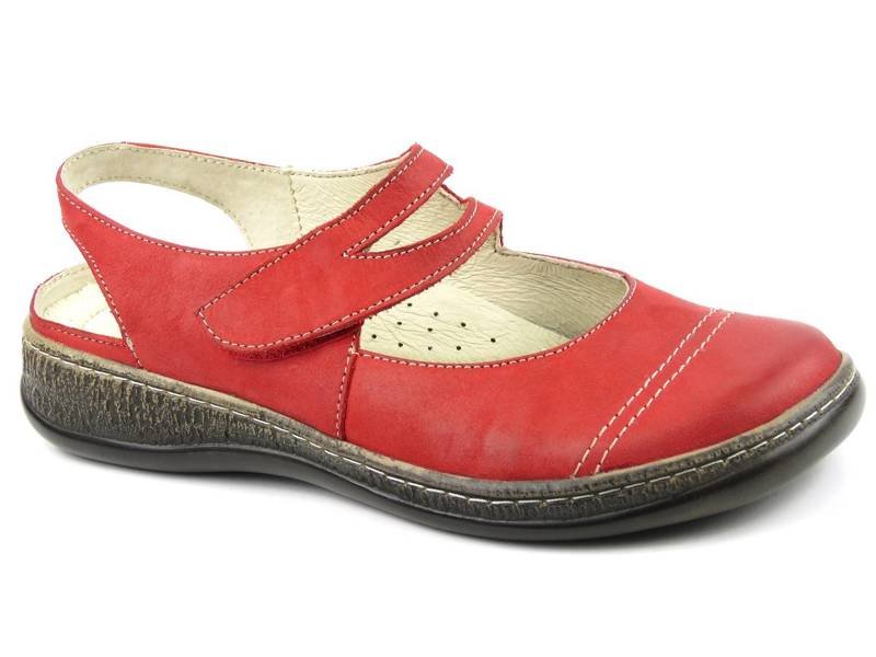 Sandały damskie z zakrytymi palcami - HELIOS Komfort 301, bordowe