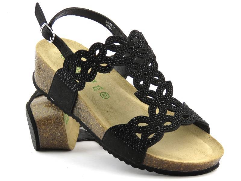 Sandały damskie ze miękką, skórzaną wkładką - GRÜNLAND SB0795-70, czarne