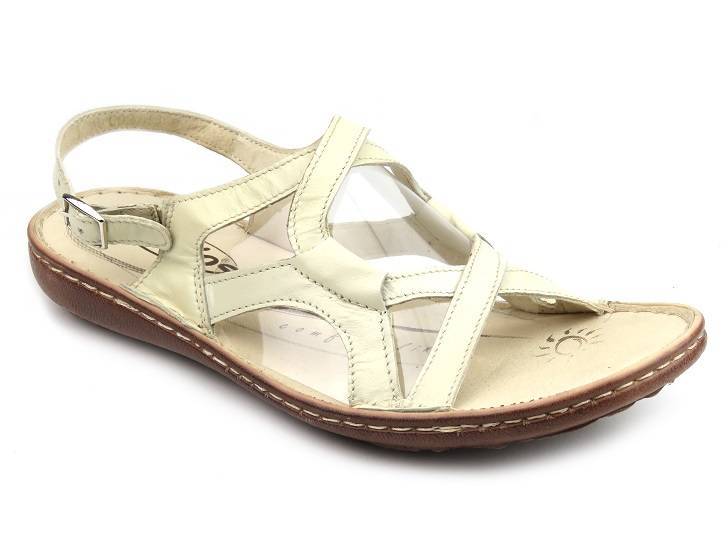 Sandały damskie ze skóry naturalnej - Helios Komfort 662, kremowe