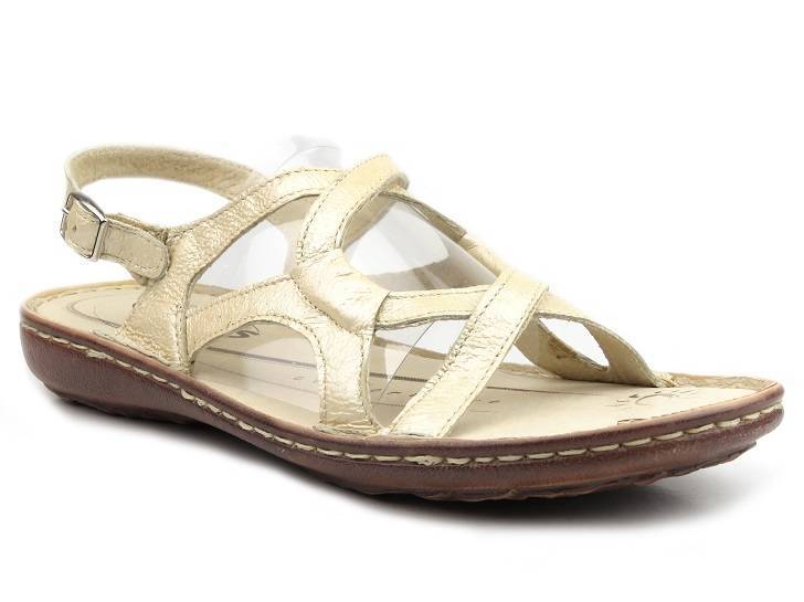 Sandały damskie ze skóry naturalnej - Helios Komfort 662, perłowe