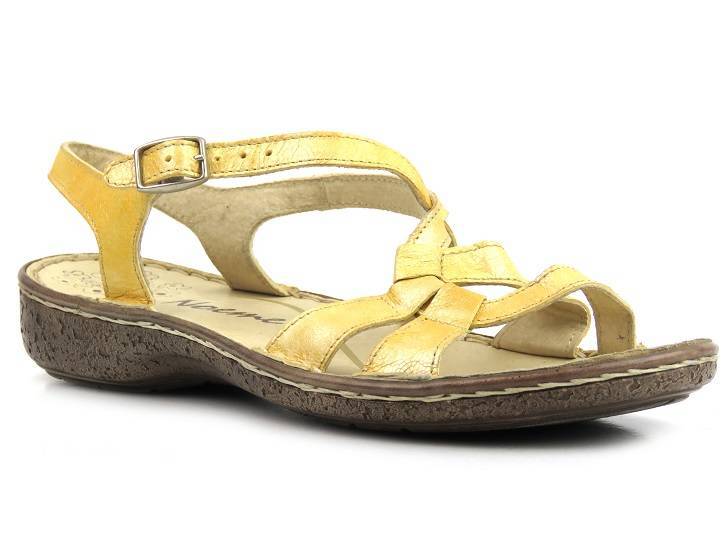 Sandały damskie ze skóry naturalnej - Helios Komfort 668, żółte