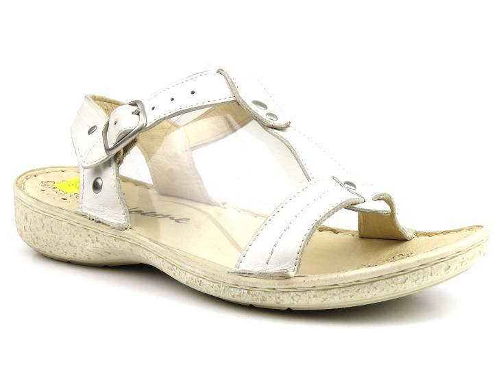 Sandały damskie ze skóry naturalnej Helios Komfort 669, białe