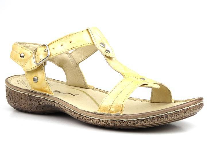 Sandały damskie ze skóry naturalnej Helios Komfort 669, żółte