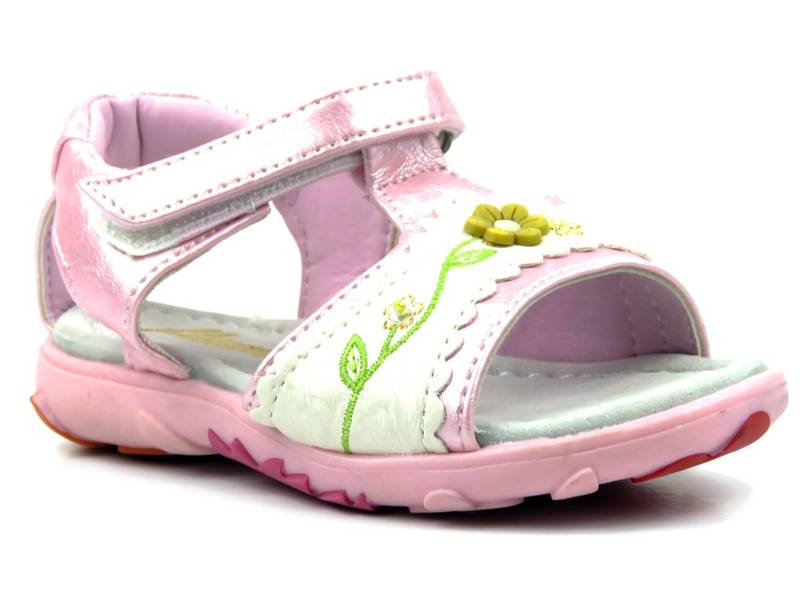 Sandały dziecięce ze skórzaną wkładką - FLAMI 616-86612C, różowe